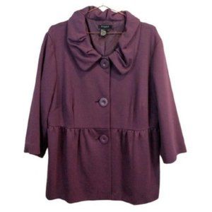 Sandro | Plus size button front Overcoat Pea coat Jacket purple